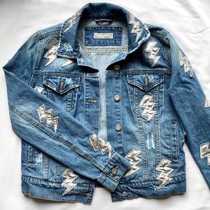 ⚡️Lightening Patched Light Wash Jean Jacket⚡️